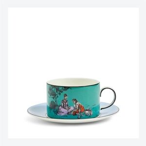 NWT - Wedgwood x Sheila Bridges - Harlem Toile Teacup and Saucer Set (Green)
